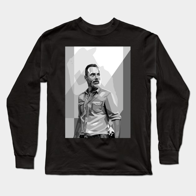 Rick Grimes WPAP Pop Art in Black & white colour Long Sleeve T-Shirt by godansz